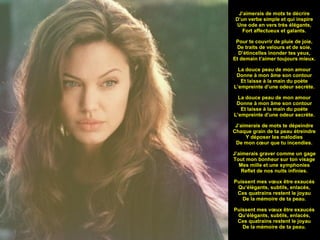   J’aimerais de mots te décrire D’un verbe simple et qui inspire Une ode en vers très élégants, Fort affectueux et galants. Pour te couvrir de pluie de joie, De traits de velours et de soie, D’étincelles inonder tes yeux, Et demain t’aimer toujours mieux. La douce peau de mon amour Donne à mon âme son contour Et laisse à la main du poète L’empreinte d’une odeur secrète. La douce peau de mon amour Donne à mon âme son contour Et laisse à la main du poète L’empreinte d’une odeur secrète. J’aimerais de mots te dépeindre Chaque grain de ta peau étreindre Y déposer les mélodies De mon cœur que tu incendies. J’aimerais graver comme un gage Tout mon bonheur sur ton visage Mes mille et une symphonies Reflet de nos nuits infinies. Puissent mes vœux être exaucés Qu’élégants, subtils, enlacés, Ces quatrains restent le joyau De la mémoire de ta peau. Puissent mes vœux être exaucés Qu’élégants, subtils, enlacés, Ces quatrains restent le joyau De la mémoire de ta peau.   