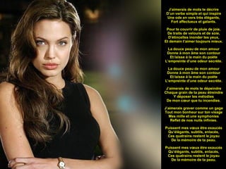   J’aimerais de mots te décrire D’un verbe simple et qui inspire Une ode en vers très élégants, Fort affectueux et galants. Pour te couvrir de pluie de joie, De traits de velours et de soie, D’étincelles inonder tes yeux, Et demain t’aimer toujours mieux. La douce peau de mon amour Donne à mon âme son contour Et laisse à la main du poète L’empreinte d’une odeur secrète. La douce peau de mon amour Donne à mon âme son contour Et laisse à la main du poète L’empreinte d’une odeur secrète. J’aimerais de mots te dépeindre Chaque grain de ta peau étreindre Y déposer les mélodies De mon cœur que tu incendies. J’aimerais graver comme un gage Tout mon bonheur sur ton visage Mes mille et une symphonies Reflet de nos nuits infinies. Puissent mes vœux être exaucés Qu’élégants, subtils, enlacés, Ces quatrains restent le joyau De la mémoire de ta peau. Puissent mes vœux être exaucés Qu’élégants, subtils, enlacés, Ces quatrains restent le joyau De la mémoire de ta peau.   