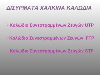 ΔΙΣΥΡΜΑΤΑ ΧΑΛΚΙΝΑ ΚΑΛΩΔΙΑ Καλώδιο Συνεστραμμένων Ζευγών  UTP Καλώδιο Συνεστραμμένων Ζευγών  FTP Καλώδιο Συνεστραμμένων Ζευγών  STP 