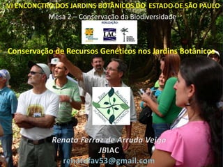 VI ENCONCTRO DOS JARDINS BOTÂNICOS DO ESTADO DE SÃO PAULO
Mesa 2 – Conservação da Biodiversidade

Conservação de Recursos Genéticos nos Jardins Botânicos

 