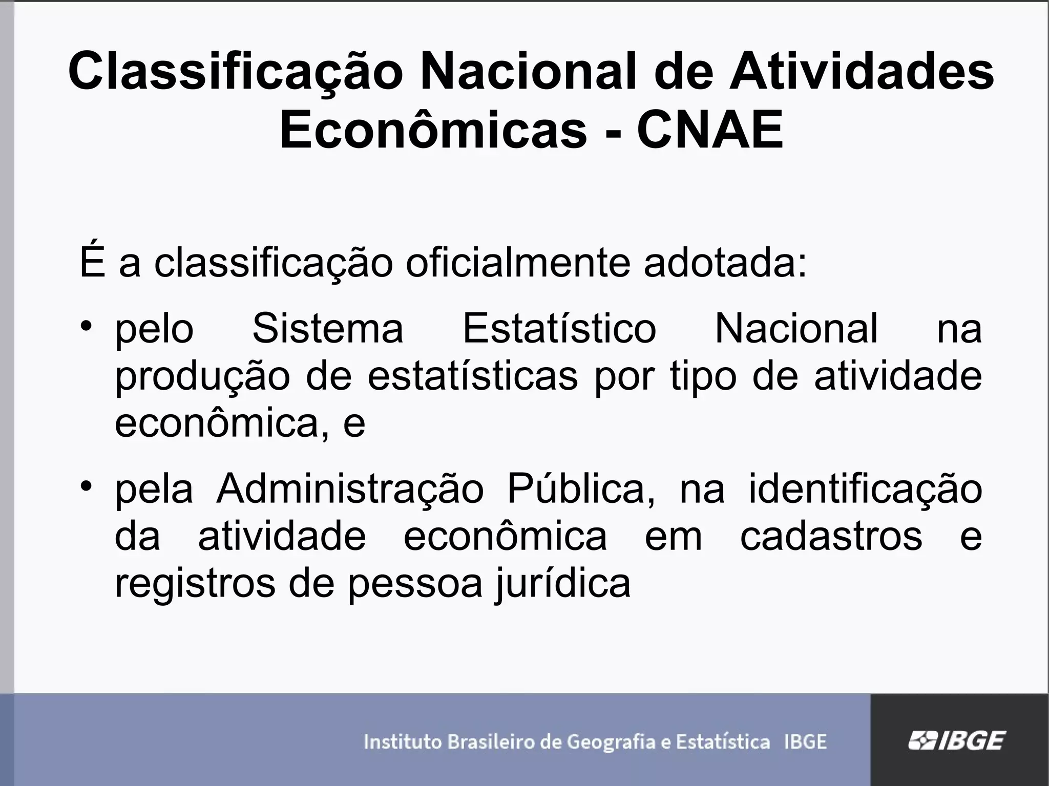 Classificação Nacional de Atividades Econômicas (CNAE) | PPT