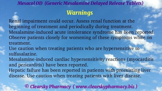 Mesalamine Intolerance Rash Mesacol OD Prolonged Release Tablets (Generic Mesalamine Delayed ...