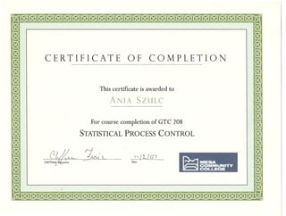 Mesa Community College Statistical Process Control course | PPT