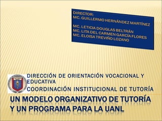 DIRECCIÓN DE ORIENTACIÓN VOCACIONAL Y EDUCATIVA COORDINACIÓN INSTITUCIONAL DE TUTORÍA 