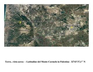 Terra , vista aerea – Latitudine del Monte Carmelo in Palestina 32°43’37,1’’ N
 