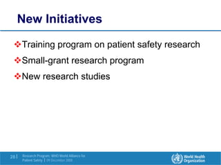 Research in the Patient Safety Strategy