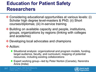 Research in the Patient Safety Strategy