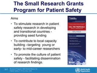 Research in the Patient Safety Strategy