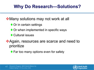 Research in the Patient Safety Strategy