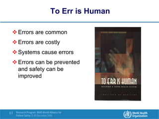 Research in the Patient Safety Strategy