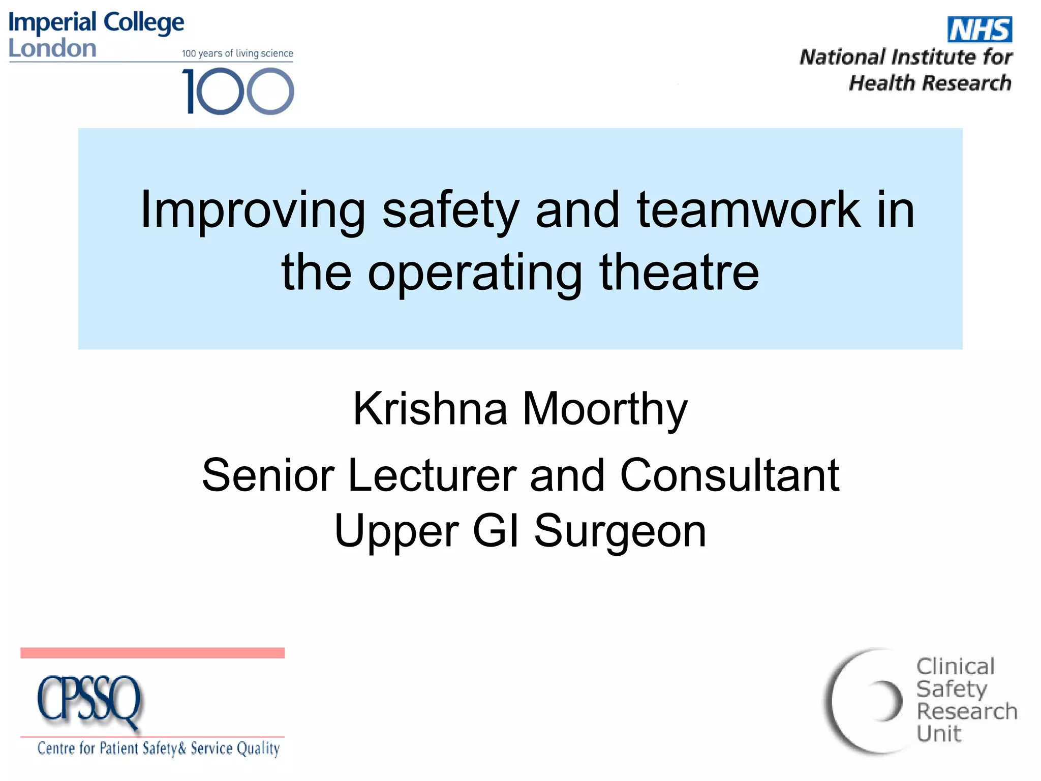 Experience with the implementation of the WHO checklist and briefing in ...