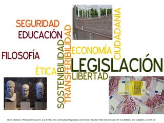 Hans Olofsson. Philosophers Louvre. (CC BY-NC-ND 2.0) Nuclear Regulatory Commission. Nuclear Plant Security. (CC BY 2.0) Billetes. Eric Caballero. CC BY 2.0
 