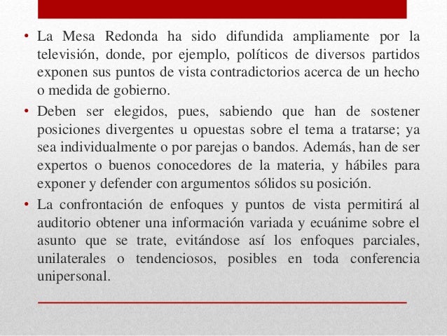 Características de la Mesa redonda para segundo de secundaria
