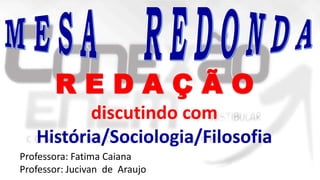 R E D A Ç Ã O
discutindo com
História/Sociologia/Filosofia
Professora: Fatima Caiana
Professor: Jucivan de Araujo
 