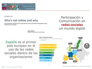 España es el primer
país europeo en el
uso de las redes
sociales dentro de las
organizaciones

Lleida / 17 y 18 de octubre...