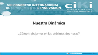 Nuestra Dinámica
¿Cómo trabajamos en las próximas dos horas?
 