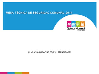 MESA TÉCNICA DE SEGURIDAD COMUNAL 2014
¡¡¡MUCHAS GRACIAS POR SU ATENCIÓN!!!
 