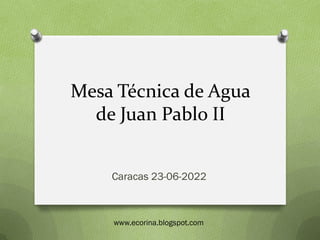 Mesa Técnica de Agua
de Juan Pablo II
Caracas 23-06-2022
www.ecorina.blogspot.com
 