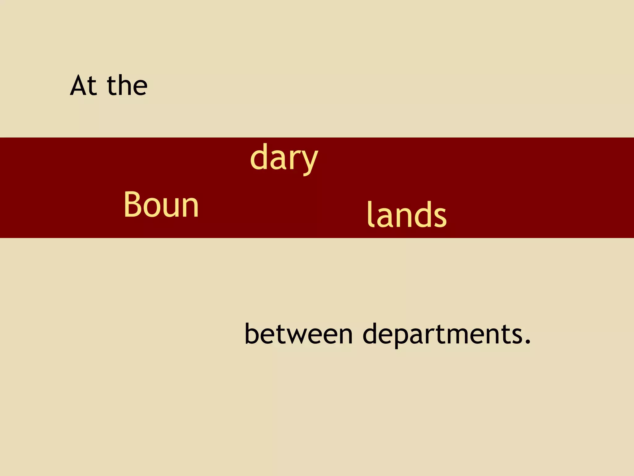 lands between departments. At the Boun dary 
