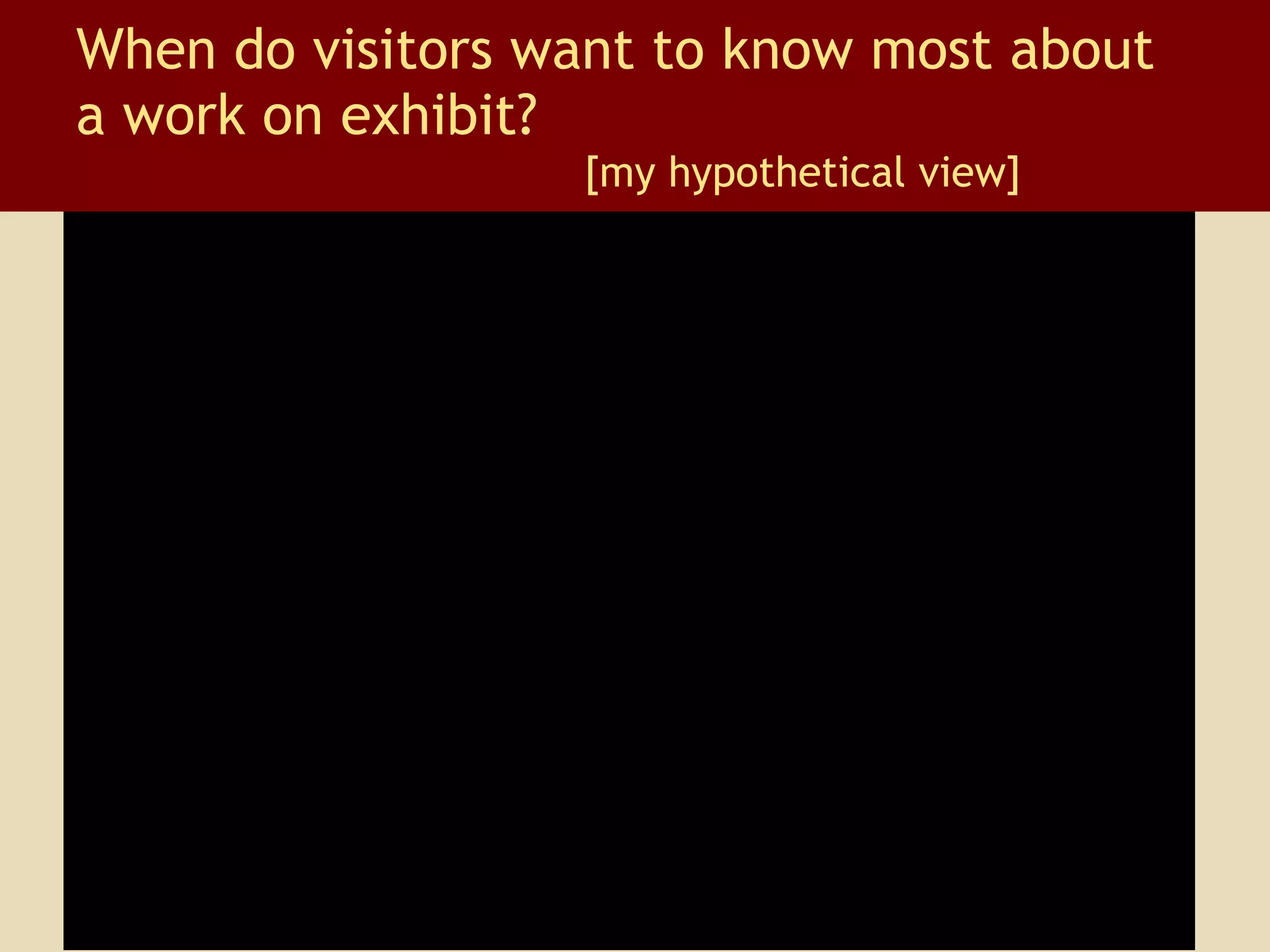 When do visitors want to know most about a work on exhibit? [my hypothetical view] 