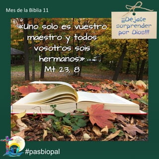 «Uno solo es vuestro
maestro y todos
vosotros sois
hermanos»
Mt 23, 8
#pasbiopal
Mes de la Biblia 11
 