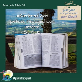 «Sembrad con
justicia, recoged con
amor»
Os 10, 12
#pasbiopal
Mes de la Biblia 31
 