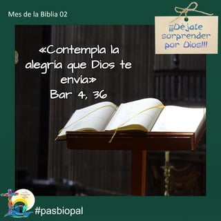 «Contempla la
alegría que Dios te
envía»
Bar 4, 36
#pasbiopal
Mes de la Biblia 02
 