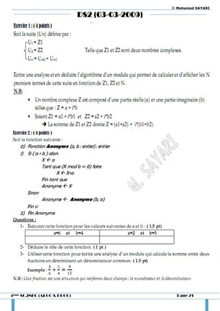 © Mohamed SAYARI

                             DS2 (03-03-2009)




4ème SC.INFO (ALGO & PROG)                        Page 21
 