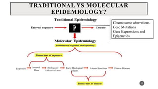 TRADITIONAL VS MOLECULAR
EPIDEMIOLOGY?
10
Chromosome aberrations
Gene Mutations
Gene Expressions and
Epigenetics
 