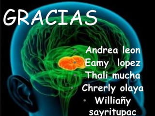 GRACIAS
• Andrea leon
• Eamy lopez
• Thali mucha
• Chrerly olaya
• Williañy
sayritupac
 