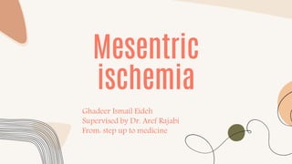 Mesentric
ischemia
Ghadeer Ismail Eideh
Supervised by Dr. Aref Rajabi
From: step up to medicine
 