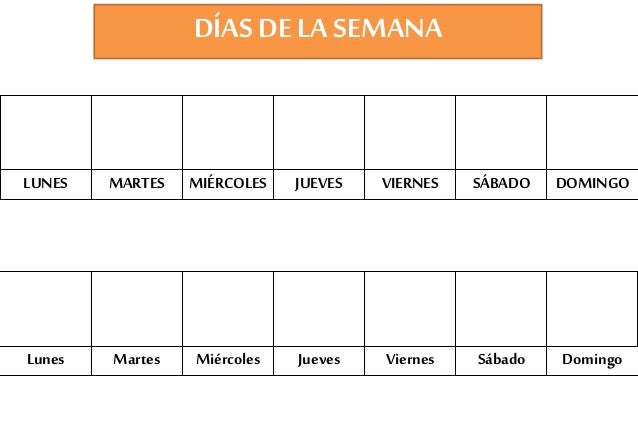 Los Dias De La Semana Y Los Meses Del Ano En Espanol E Ingles