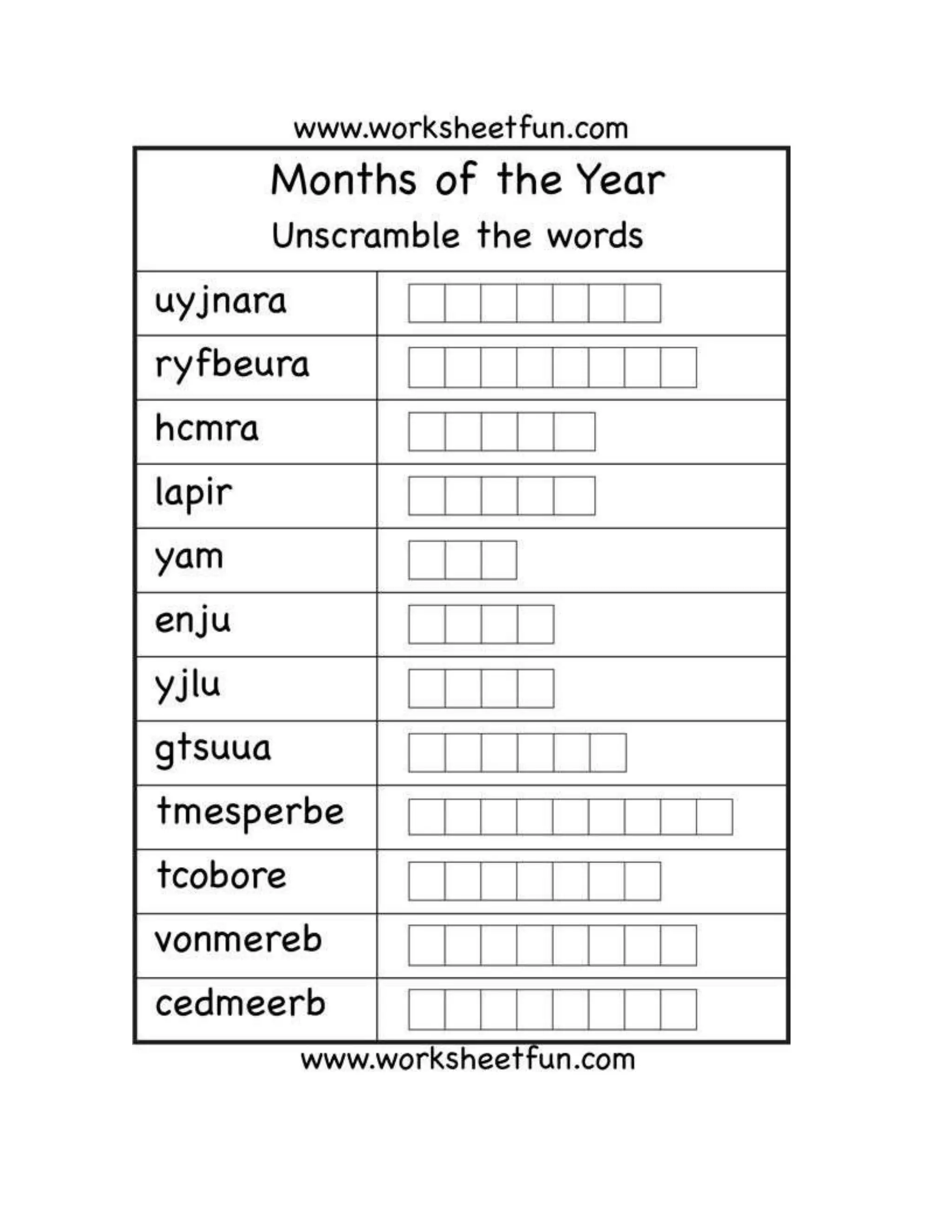 Meses en ingles | PDF