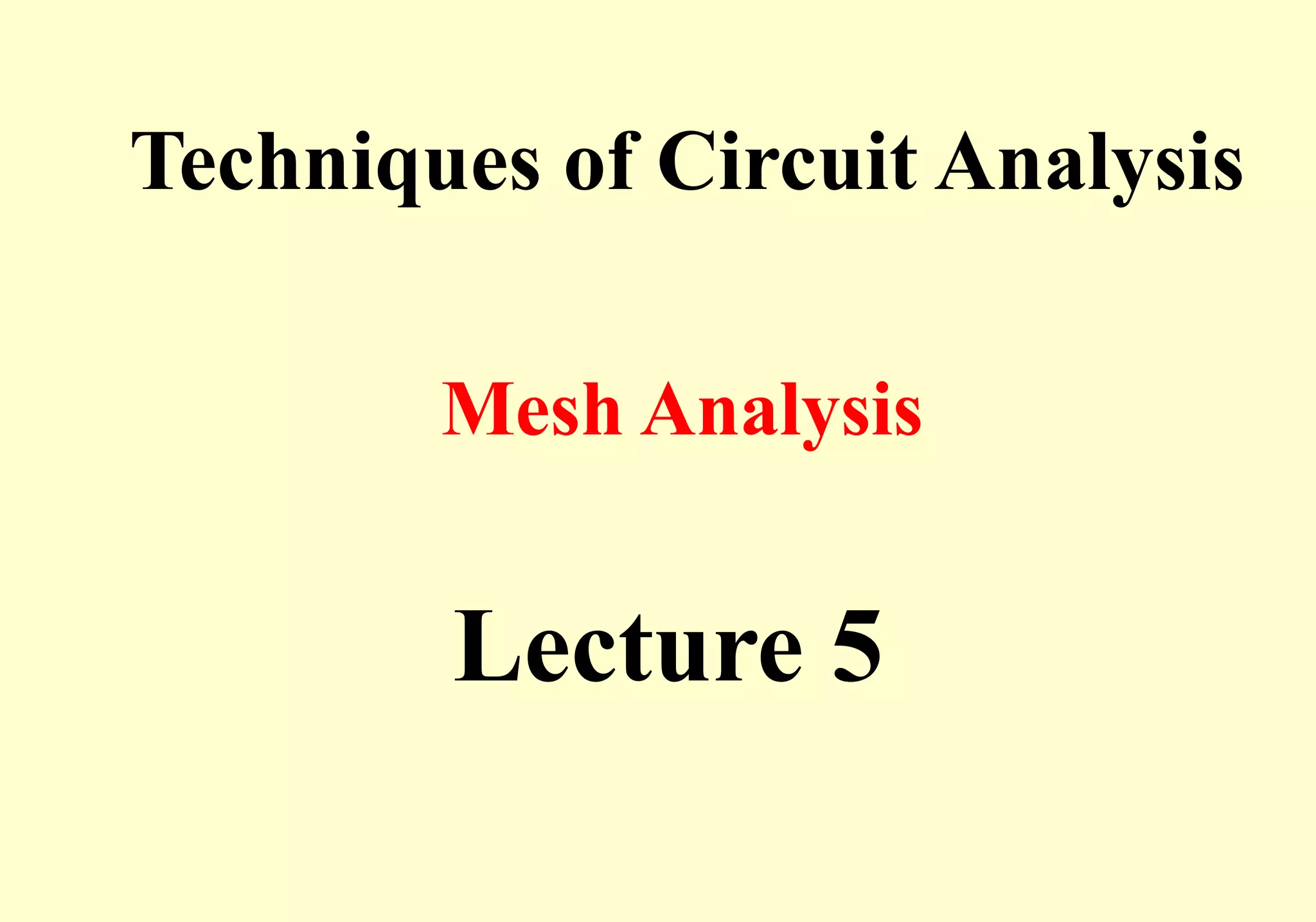 Mesh analysis | PPT