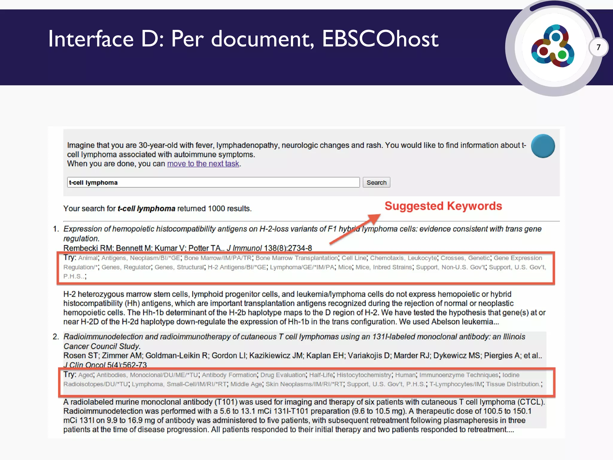 7Interface D: Per document, EBSCOhost
 
