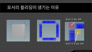 Ⓒ 2021. Juyeong Lee. All rights reserved.
모서리 블리딩이 생기는 이유
광선이 안 닿는 영역
광선이 두 번 닿는 영역
 