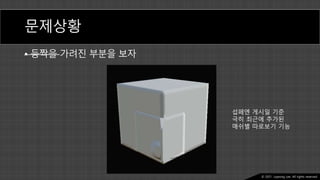 Ⓒ 2021. Juyeong Lee. All rights reserved.
문제상황
• 등짝을 가려진 부분을 보자
섭페엔 게시일 기준
극히 최근에 추가된
매쉬별 따로보기 기능
 