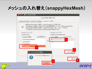 メッシュの入れ替え（snappyHexMesh）
1
2
3
4 5
 
