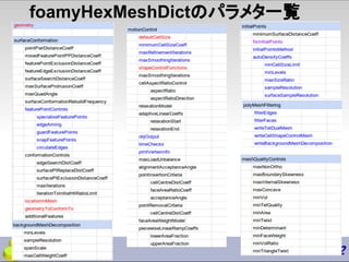 foamyHexMeshDictのパラメタ一覧
 
