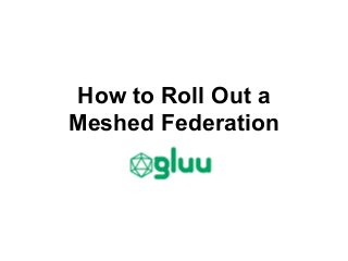How to Roll Out a
Meshed Federation
 
