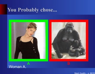 You Probably chose...




           A            B
Woman A.
                            Mesh Quality – p. 88/331
 