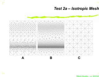 Test 2a – Isotropic Mesh




A   B                C




                    Mesh Quality – p. 302/331
 