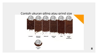 Contoh ukuran giling atau grind size
 