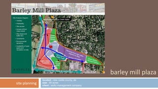 located : new castle county, de 
size : 95 acres 
client : stoltz management company 
barley mill plaza 
site planning 
 