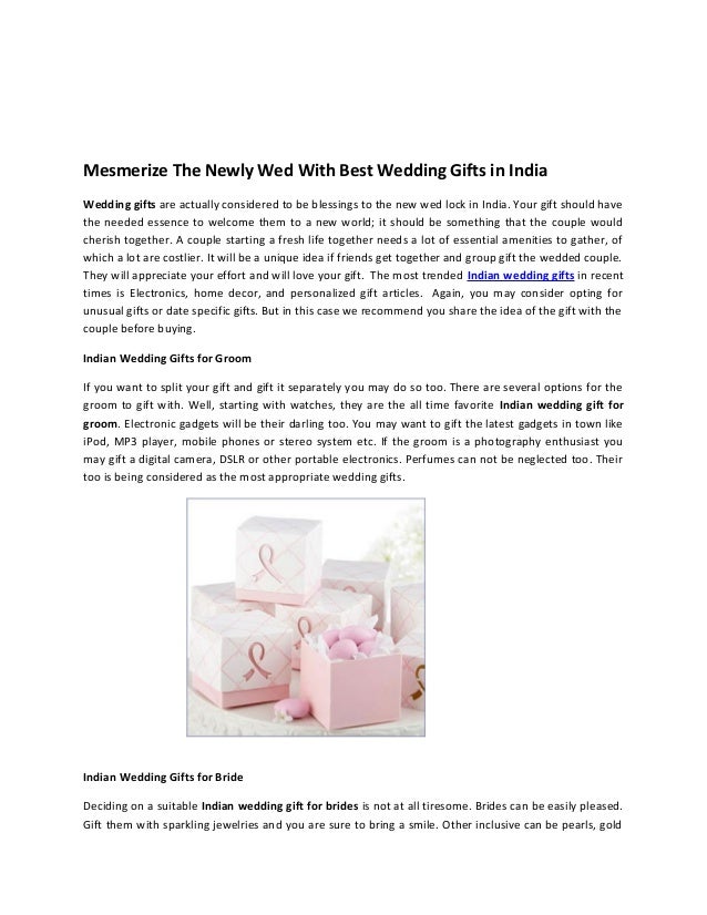 Mesmerize The Newly Wed With Best Wedding Gifts In India