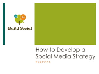 How to Develop a
Social Media Strategy
Think P.O.S.T.
 