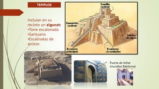 Zigurat de Ur
Profesora Marta López Rodríguez, Ave María Casa Madre
TEMPLOS
Incluían en su
recinto un zigurat:
•Torre esca...