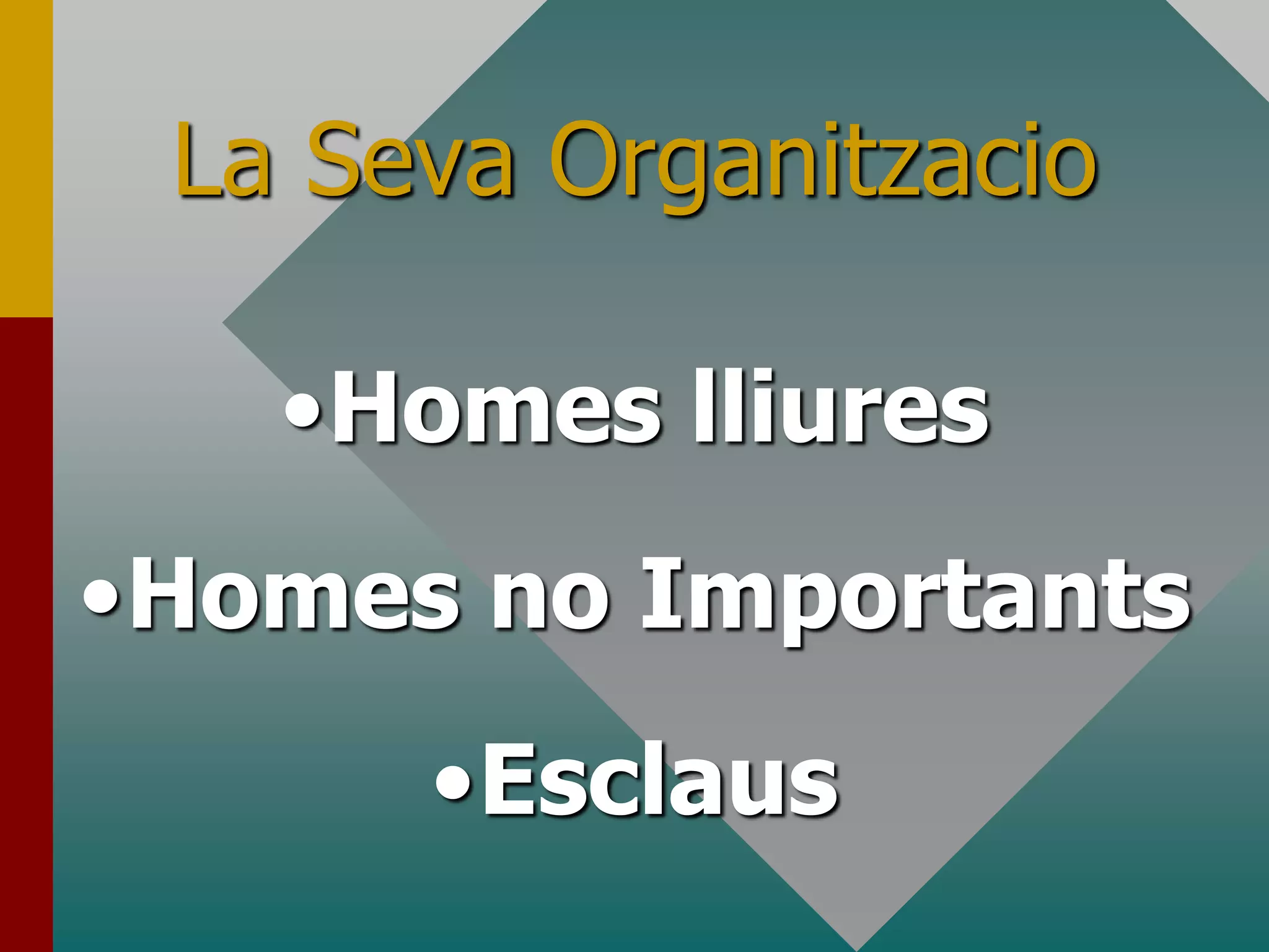 La Seva OrganitzacioHomes lliuresHomes no ImportantsEsclaus