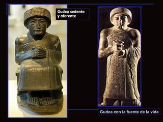 Gudea sedente
y oferente




                Gudea con la fuente de la vida
 
