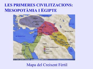 LES PRIMERES CIVILITZACIONS:
MESOPOTÀMIA I EGIPTE
Mapa del Creixent Fèrtil
 